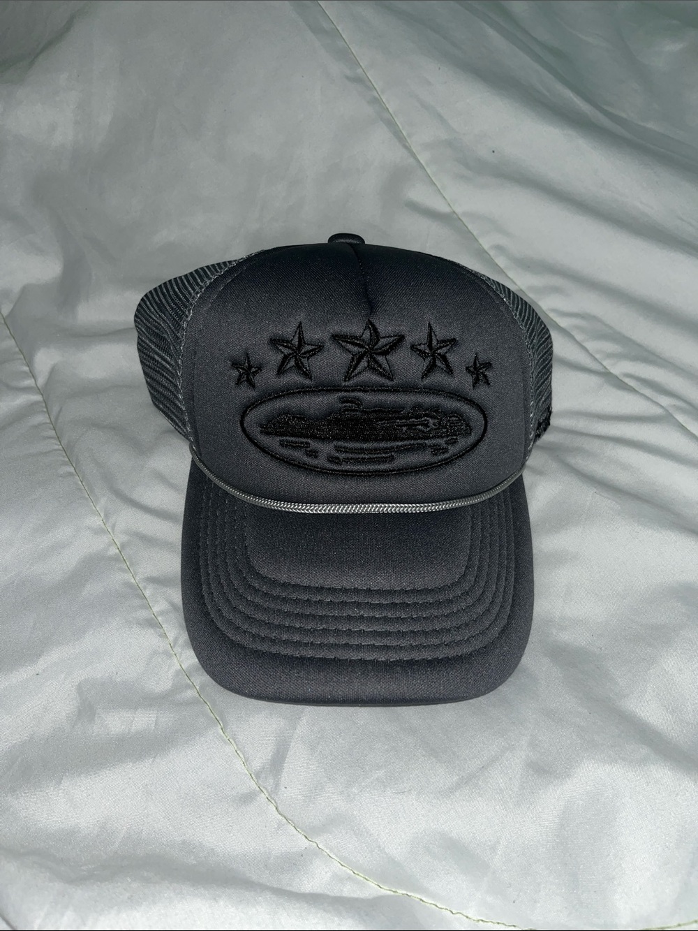 All-Grey Trucker Cap with Star Embroidery